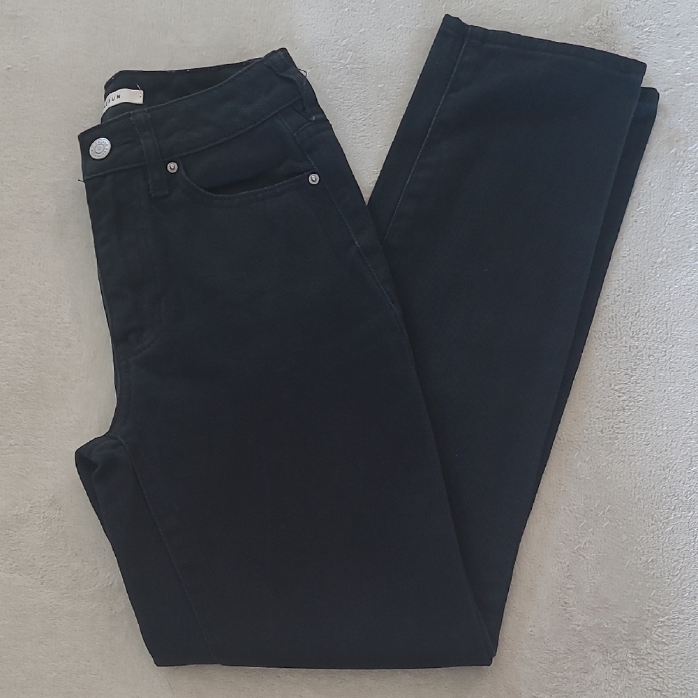 PacSun Mom Jeans Black Plaid Pocket High Rise Straight Leg Women 22 Y2K Grunge